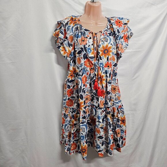 Anthropologie Flannel Pajama Dress Women Size 5 Real Fun, Wow Floral Tiered - Picture 8 of 16